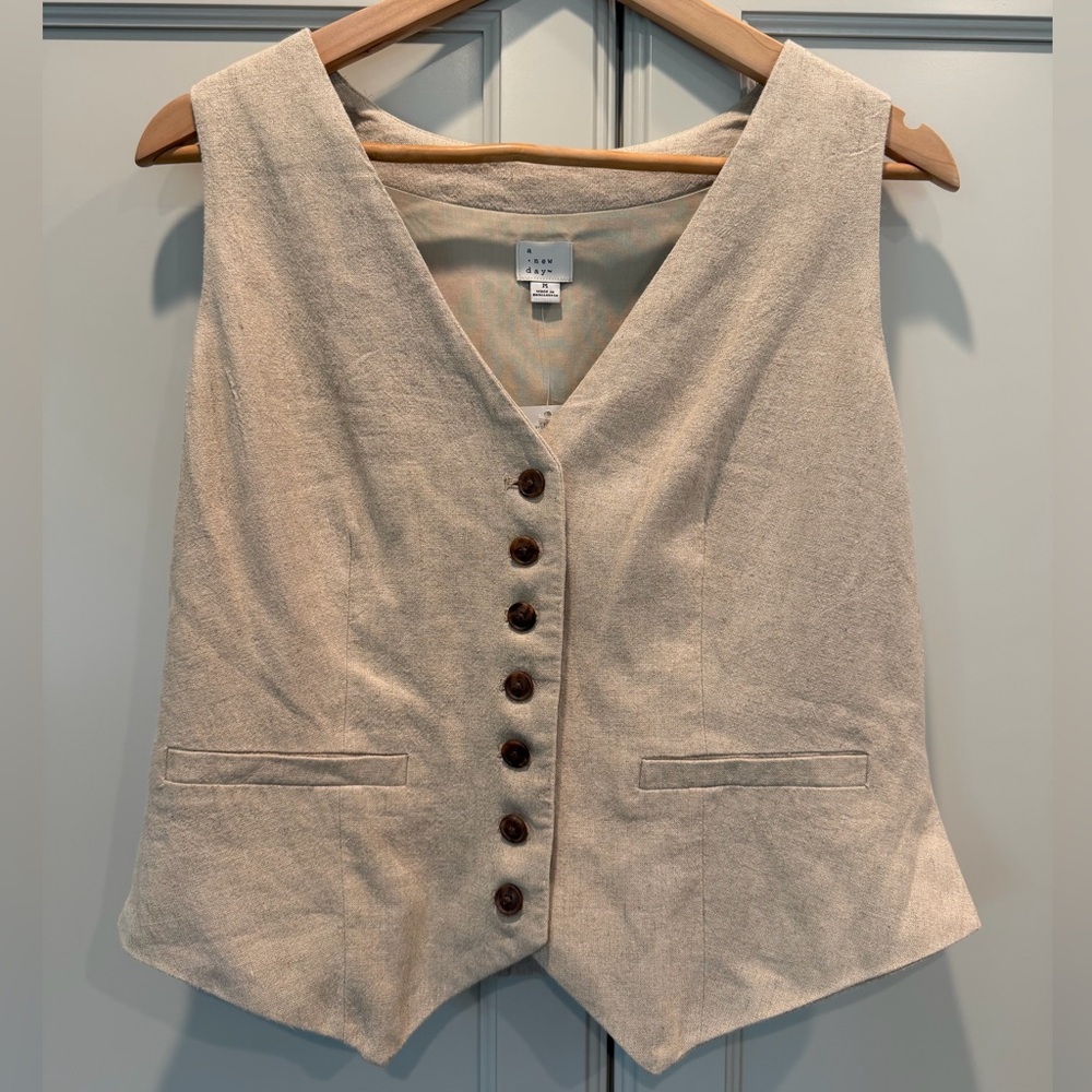 a new day Beige Linen Vest